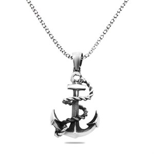 Welch Anchor Mens Silver Necklace