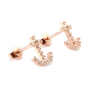 Welch Anchor Rose Silver Earrings