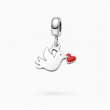 Welch Çelik Kalpli Kuşlu Charm  Welch Çelik Charm Modelleri - WELCH 