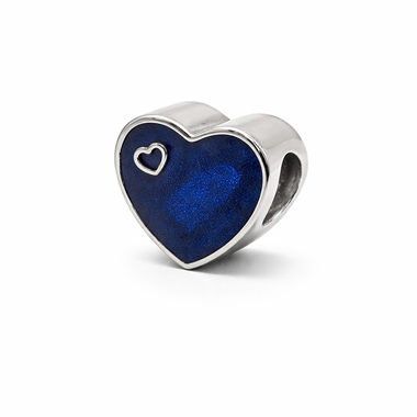 ​Welch Steel Blue Heart Love Charm Beads