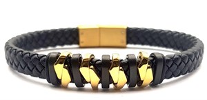 Welch Mens Steel Leather Bracelet