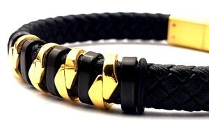 Welch Mens Steel Leather Bracelet