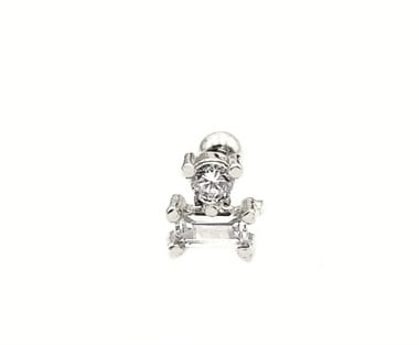 Welch Çelik Helix Tragus Taşlı Kare Piercing