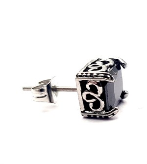 Welch Çelik Kare Siyah Taşlı Erkek Küpe