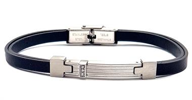 Welch Çelik Pırlantalı Deri Bileklik