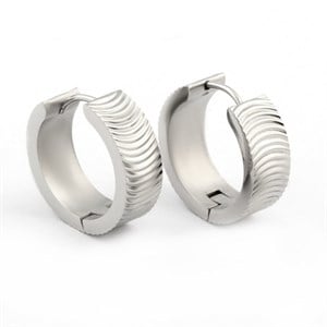 Welch Patterned Ring Womens Steel Earrings