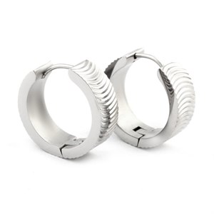 Welch Patterned Ring Womens Steel Earrings