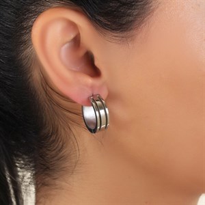 Welch Patterned Ring Womens Steel Earrings