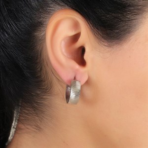 Welch Patterned Ring Womens Steel Earrings