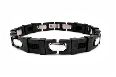 Welch Black and White Mens Chain Steel Bracelet