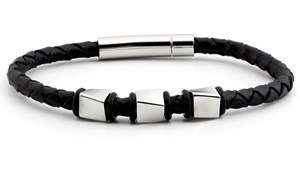 Welch Mens Steel Leather Bracelet