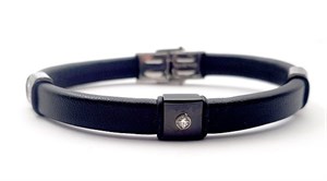 Welch Mens Black Steel Diamond Bracelet