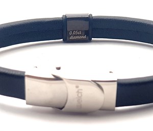 Welch Mens Black Steel Diamond Bracelet