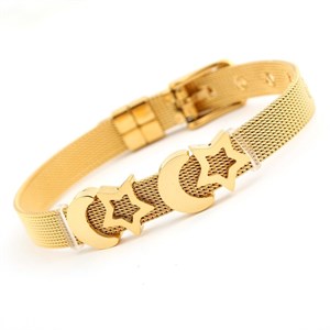 Welch Gold Ay Yıldız Charm Çelik Hasır Bileklik