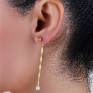 Welch Gold Steel Pearl Stud Earrings