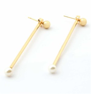 Welch Gold Steel Pearl Stud Earrings