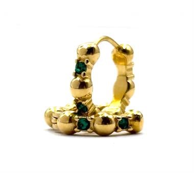 Welch Gold Çelik Halka Yeşil Taşlı Küpe