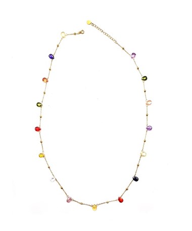 Welch Gold Çelik Renkli Damla Taş Kolye