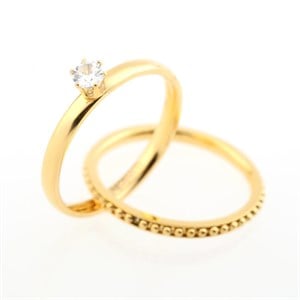 Welch Gold Steel Single Stone Endless Love Ring