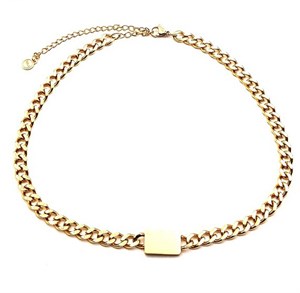 Welch Gold Steel Chain Choker Necklace
