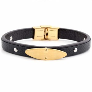 welch Gold  Erkek Çelik Deri Bileklik