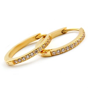 Welch Gold Hoop Stone Womens Earrings