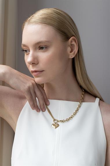 Welch Gold Heart Womens Steel Necklace