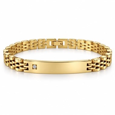 Welch Gold Kaplama Çelik Taşlı Künye Erkek Bileklik Welch Gold Kaplama Çelik Taşlı Künye Erkek Bileklik ve Çelik Deri Bileklik Modelleri - WELCH 
