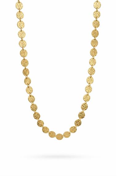 Welch Gold Kaplama Dokulu Disk Çelik Kolye – Altın Görünümlü Şık Tasarım