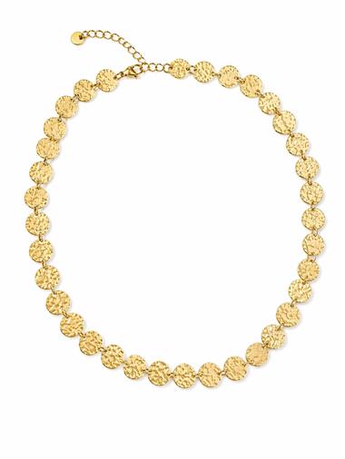 Welch Gold Kaplama Dokulu Disk Çelik Kolye – Altın Görünümlü Şık Tasarım