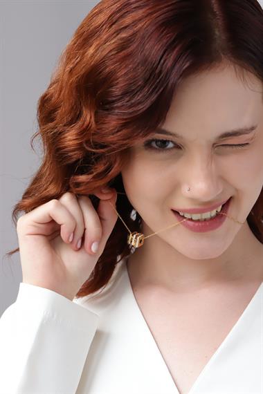 Welch Altın Kaplama Küp Kadın Çelik Kolye