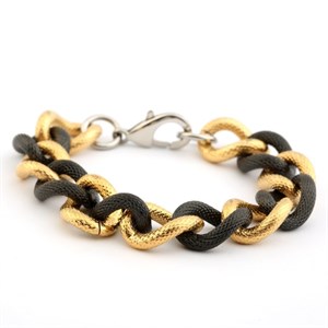 Welch Gold Black Chain Womens Steel Bracelet