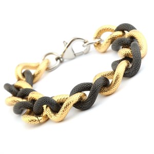 Welch Gold Black Chain Womens Steel Bracelet