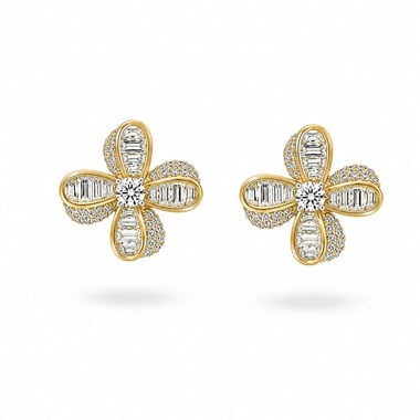 Welch Gold Yonca Gümüş Küpe - 925 Ayar Gümüş Küpe
