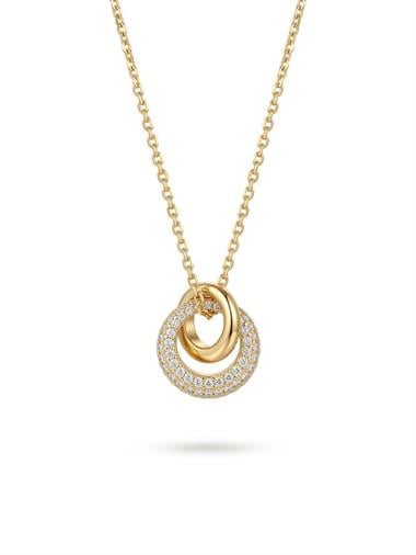 Welch İç İçe Halka Taşlı Premium Kolye – 925 Gümüş Gold Kaplama Welch Halka Taşlı Kolye – 925 Ayar Gümüş Gold | Kararma Yapmaz 