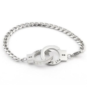 Welch Handcuff Detailed White Steel Bracelet