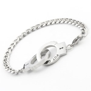 Welch Handcuff Detailed White Steel Bracelet