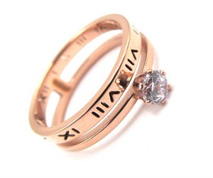 Welch Roman Numeral Solitaire Womens Steel Ring