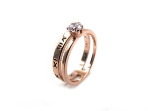 Welch Roman Numeral Solitaire Womens Steel Ring