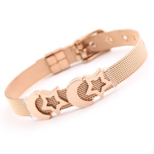 Welch Rose Ay Yıldız Charm Çelik Hasır Bileklik