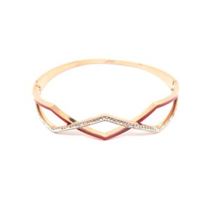 Welch Rose Kırmızı Taşlı Çelik Bileklik