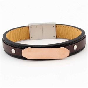 welch rose plakalı Erkek Çelik Deri Bileklik