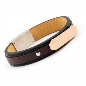 welch rose plakalı Erkek Çelik Deri Bileklik