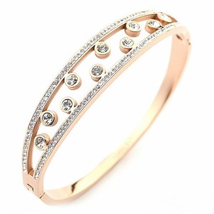 Welch Rose Stone Womens Steel Bracelet