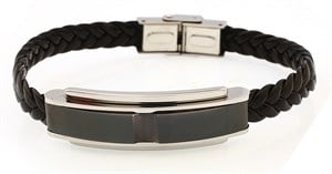 welch Siyah Erkek Çelik Deri Bileklik
