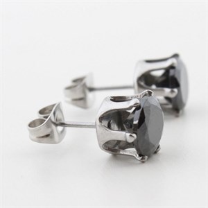 Welch Siyah Taşlı Çelik Küpe