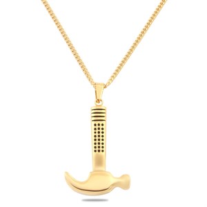 Welch Stone Detailed Hammer Unisex Steel Necklace