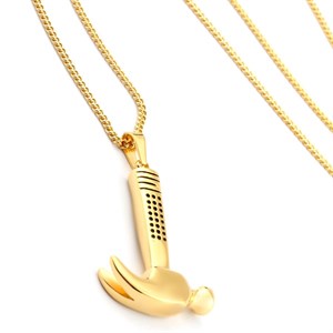 Welch Stone Detailed Hammer Unisex Steel Necklace