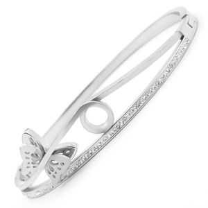 Welch Stone Butterfly Womens Steel Bracelet
