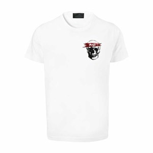 Welch U-1945 Chest Skull Printed Back Star Detail T-Shirt